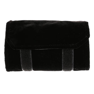 Travel Jewelry Roll Flannel Bag Ring Storage Black Gray Small