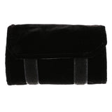 Travel Jewelry Roll Flannel Bag Ring Storage Black Gray Small