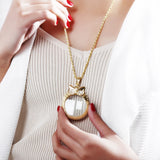 Owl Pendant Magnifier Necklace Women's Long Chain Jewellers Magnifying Glass