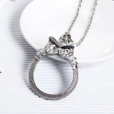 Owl Pendant Magnifier Necklace Women's Long Chain Jewellers Magnifying Glass
