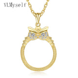 Owl Pendant Magnifier Necklace Women's Long Chain Jewellers Magnifying Glass