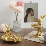 Bunny Figurine Jewelry Display Stand Engagement Wedding Holder
