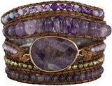 Boho Leather Stone Bead Wrap Bracelet Collection