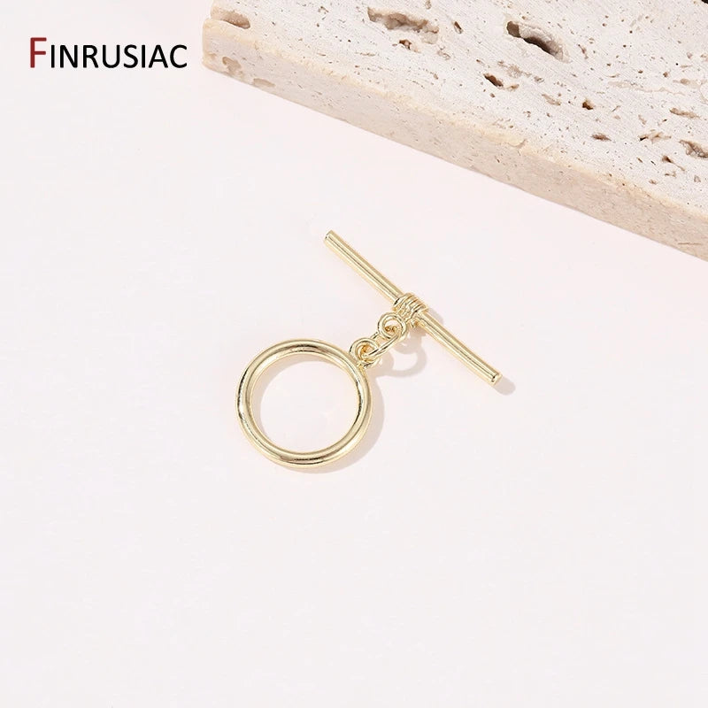 14K Plated Brass Round Necklace Bracelet Clasps