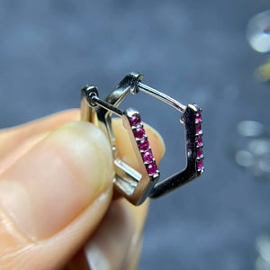 Natural Burmese Ruby Silver 925 Earrings