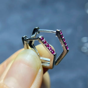 Natural Burmese Ruby Silver 925 Earrings