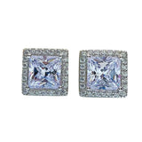 S925 Silver Princess Square Diamond Earrings 7*7mm