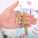 Silver Cross Pendant Chain Tennis Necklace Men Women