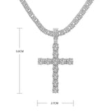 Silver Cross Pendant Chain Tennis Necklace Men Women