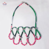 Colorful African Ankara Necklace with Drill for Women
