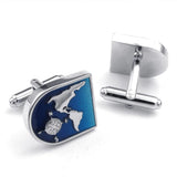 Mens World Map Shirts Cufflinks, Silver, 1 Pair
