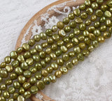 Green Baroque Irregular Freshwater Pearl Necklace DIY Jewelry for Women