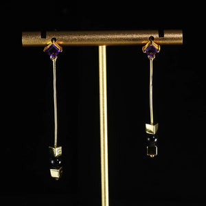 925 Silver Amethyst Clip Earrings Women's Jewelry