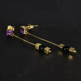 925 Silver Amethyst Clip Earrings Women's Jewelry