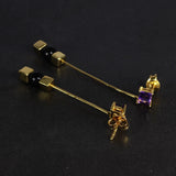 925 Silver Amethyst Clip Earrings For Women