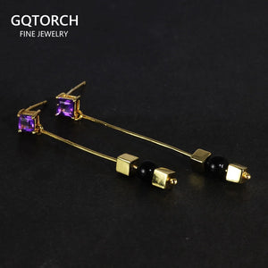 925 Silver Amethyst Clip Earrings For Women