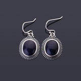 925 Sterling Silver Sandstone Oval Drop Earrings Women Wedding Party