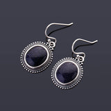 925 Sterling Silver Sandstone Oval Drop Earrings Women Wedding Party