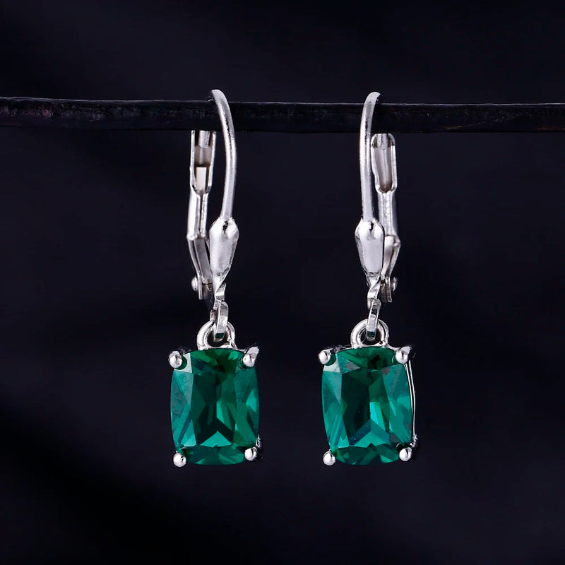 925 Silver Pendant Earrings Women's Dark & Emerald & Light Gift Party