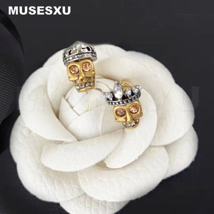Golden Skull Earrings For King & Queen Parties