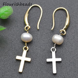 20pcs 12x20mm Nickel Silver Plated Pearl Beads Metal Cross Earring Charms
