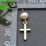 20pcs 12x20mm Nickel Silver Plated Pearl Beads Metal Cross Earring Charms