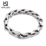 Vintage Stainless Steel Bracelet 8mm Men's Engraved Jewelry