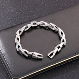 Vintage Stainless Steel Bracelet 8mm Men's Engraved Jewelry