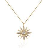 925 Silver Crystal Sun Angel Six-Pointed Star Necklace