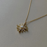 925 Silver Crystal Sun Angel Six-Pointed Star Necklace