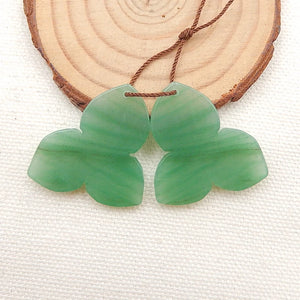 Green Aventurine Carved Flower Earring Beads 38x28mm