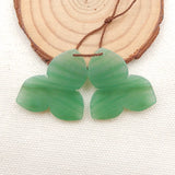 Green Aventurine Carved Flower Earring Beads 38x28mm