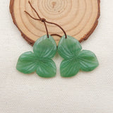Green Aventurine Carved Flower Earring Beads 38x28mm