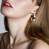 Geometric Inlaid Pearl Earrings for Women's Wedding