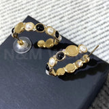 Geometric Inlaid Pearl Earrings for Women's Wedding