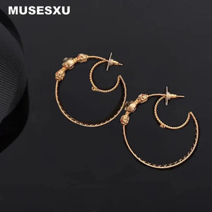 Hollow Moon Zircon Earrings for Women's Party