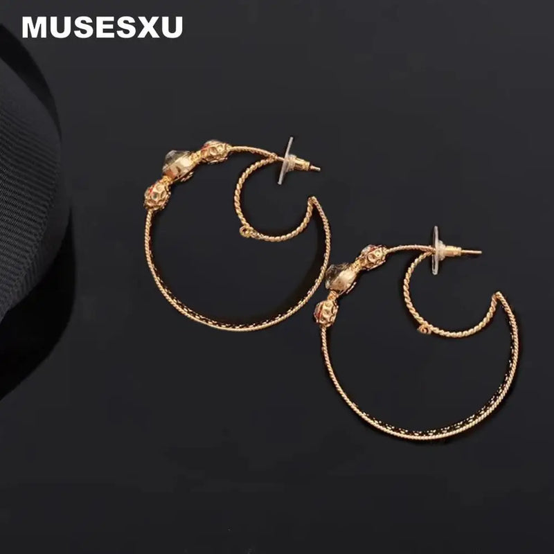 Hollow Moon Zircon Earrings for Women's Party