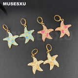 Colorful Zircon & Opal Sea Star Earrings for Party