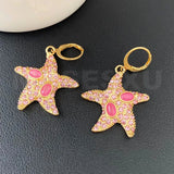 Colorful Zircon & Opal Sea Star Earrings for Party