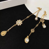 Pearl & Zircon Pendant Tassel Earrings for Party