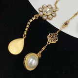 Pearl & Zircon Pendant Tassel Earrings for Party