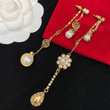 Pearl & Zircon Pendant Tassel Earrings for Party