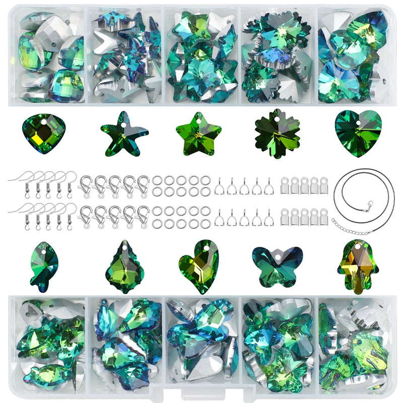 Crystal Glass Pendants Beads Charms Jewelry Making Kit