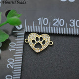 Nickel Plated Micro CZ Pave Heart Cat Paw Charms 10/20/30pcs