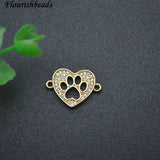Nickel Plated Micro CZ Pave Heart Cat Paw Charms 10/20/30pcs