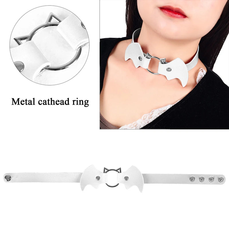 Punk Gothic Harness Leather Necklace Choker for Women
