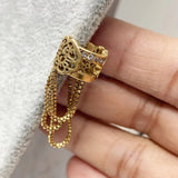 Zircon Inlaid Tassel Ear Clip Earrings
