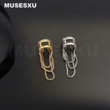 Zircon Inlaid Tassel Ear Clip Earrings