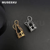 Zircon Inlaid Tassel Ear Clip Earrings