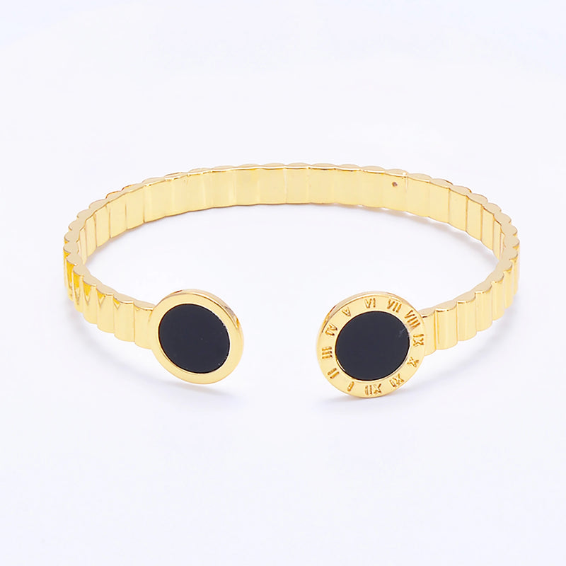 Colorful Stone Bangles Roman Numeral Brass Bracelet